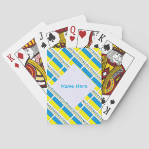 Jeu De Cartes Drapeau de l'Ukraine en mosaïque avec nom bleu per