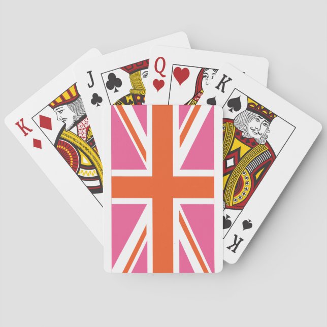 Jeu De Cartes Drapeau de l'Union rose et orange (dos)