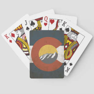 Jeu De Cartes Drapeau d'état du Colorado, grunge, avec des