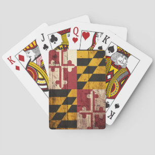 Jeu De Cartes Drapeau d'état du Maryland sur le vieux grain en
