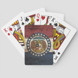 Jeu De Cartes Drapeau d'état du Missouri sur le vieux grain en