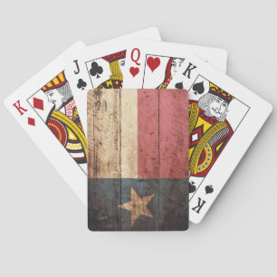 Jeu De Cartes Drapeau d'état du Texas sur le vieux grain en bois
