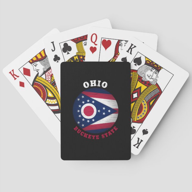 JEU DE CARTES DRAPEAU D'ÉTAT OHIO BUCKEYE (dos)