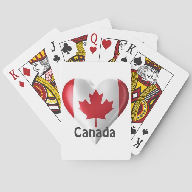 Jeu De Cartes Drapeau du Canada Cœur (dos)