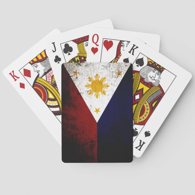 Jeu De Cartes Drapeau grunge noir de Philippines (dos)