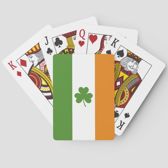 Jeu De Cartes Drapeau irlandais de la Saint Patrick avec Shamroc (dos)