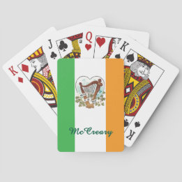 Jeu De Cartes Drapeau irlandais et Harpe Vintage et Shamrock Cus