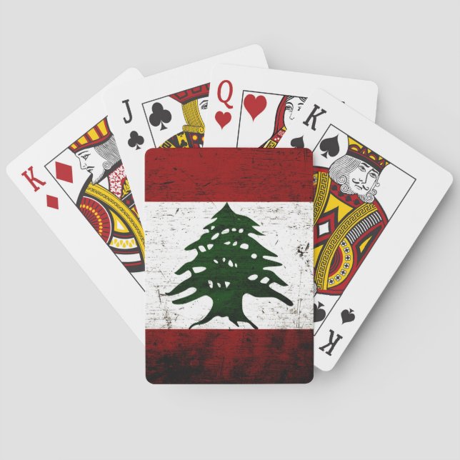 Jeu De Cartes Drapeau Liban Grunge Noir (dos)