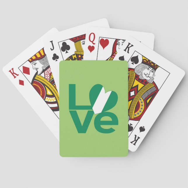 Jeu De Cartes Drapeau nigérian coeur LOVE vert  (dos)