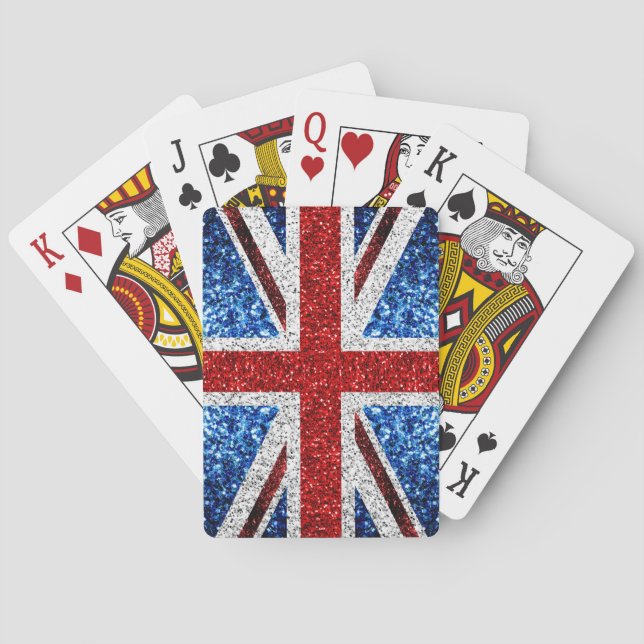 Jeu De Cartes Drapeau rouge bleu blanc brillant parties scintill (dos)