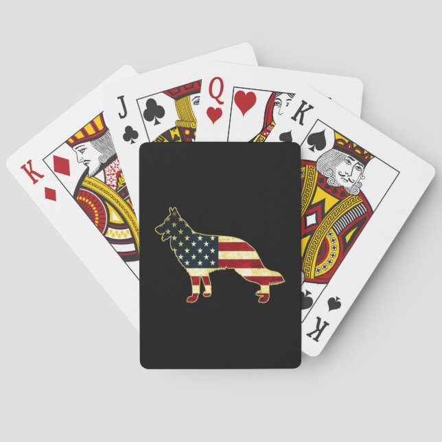 Jeu De Cartes Drapeau Rustique Américain Berger Allemand (dos)