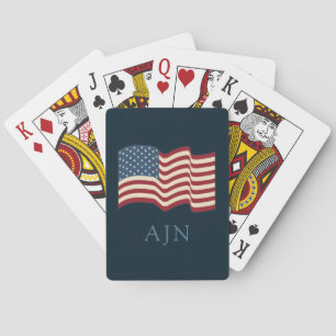 Jeu De Cartes Drapeau Rustique Américain Monogrammé Jouer Cartes