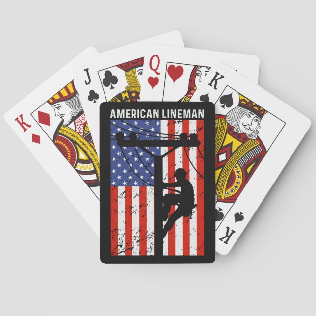 Jeu De Cartes Drapeau rustique classique américain Lineman USA (dos)
