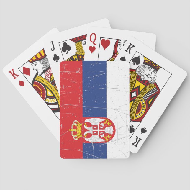 Jeu De Cartes Drapeau serbe éraillé et rayé (dos)