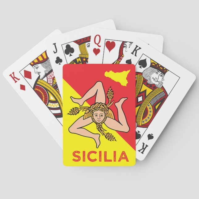 Jeu De Cartes Drapeau sicilien de Sicile Trinacria (dos)