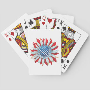 Jeu De Cartes Drapeau Tournesol Américain 4 juillet Femmes Homme