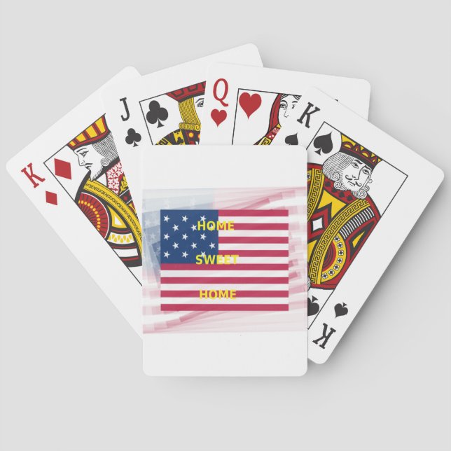 Jeu De Cartes Drapeau USA "Home Sweet Home" Art Imprimer (dos)