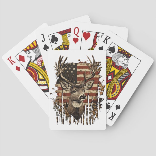 Jeu De Cartes Drapeau USA Saison Cerf, Buck (dos)