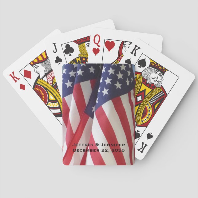 Jeu De Cartes Drapeaux américains Nom personnalisé Patriotique (dos)