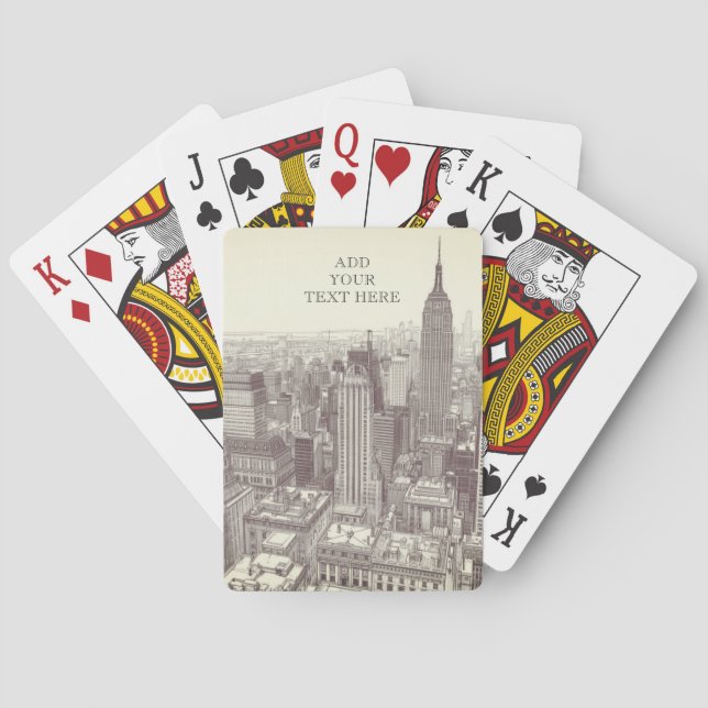 Jeu De Cartes Drawing of New York City Landscape Custom (dos)