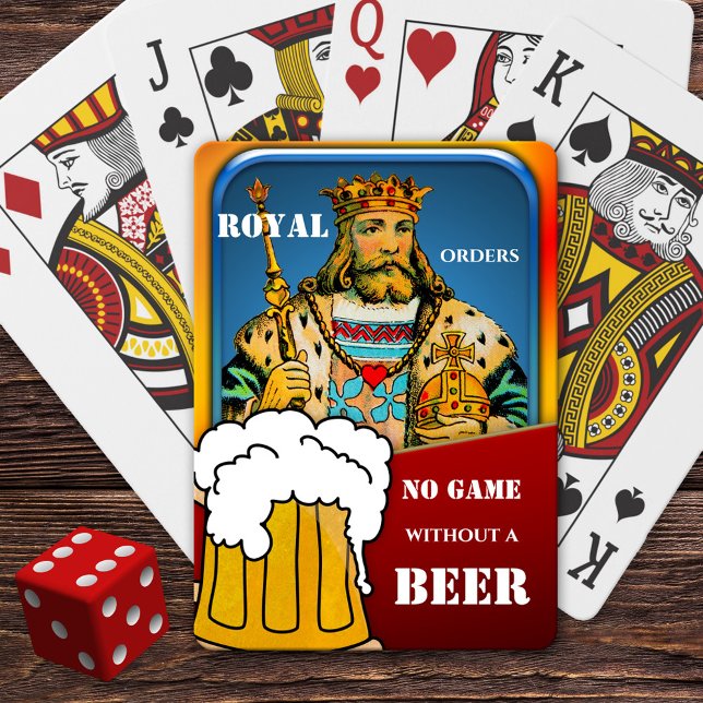 Jeu De Cartes Drôle Beer King Jouer Cartes Deck (Deck of playing cards featuring a colorful grunge design with a king with beer.)