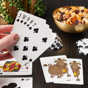 Jeu De Cartes Drôle Cartoon Vache Brown avec Bell Animal de ferm