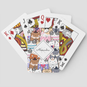 Jeu De Cartes Drôle Cartoonish Chats Kitten Motif Monogramme Enf