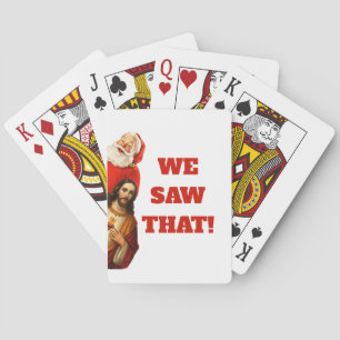 Jeu De Cartes Drôle de design de Santa et Jésus “Nous avons vu ç