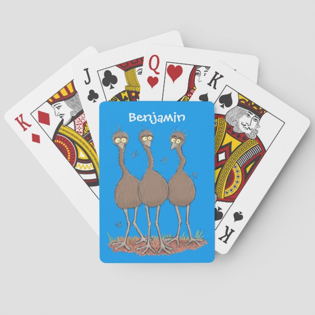 Jeu De Cartes Drôle dessin animé du trio australien emu (dos)