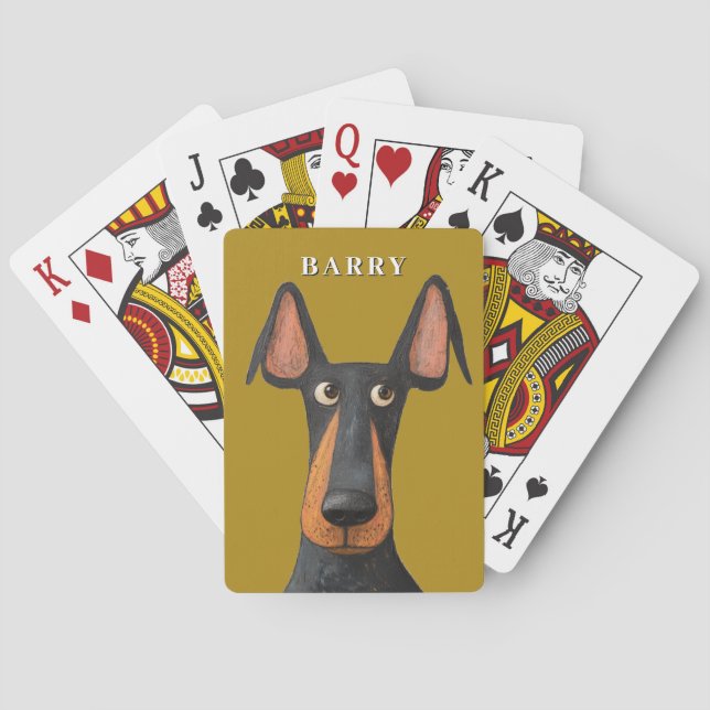 Jeu De Cartes Drôle Doberman Chien noir Tan Mustard Jaune (dos)