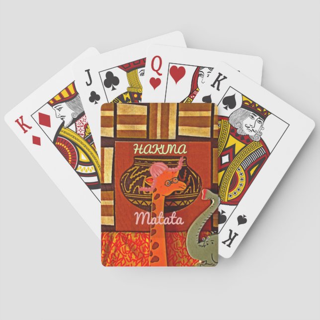 Jeu De Cartes Drôle Giraffe avec texte cool Hakuna Matata (dos)