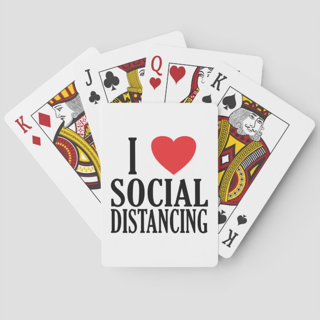 Jeu De Cartes Drôle - J'aime Distances sociales avec un coeur (dos)