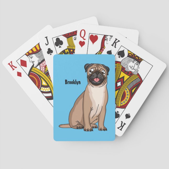 Jeu De Cartes Drôle joyeux dessin animé de chien de carlin (dos)