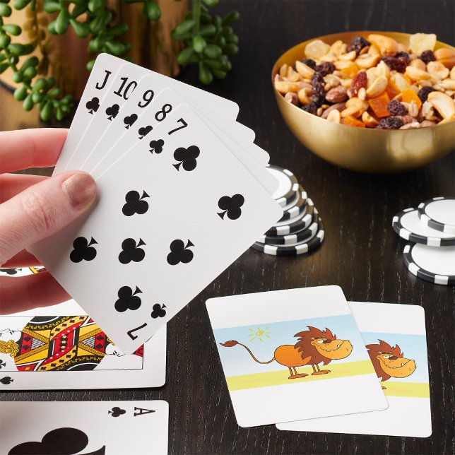 Jeu De Cartes Drôle Lion caricature dans le soleil Safari animal (Créateur téléchargé)