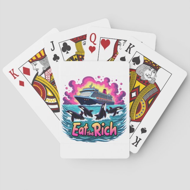 Jeu De Cartes Drôle Mignonne Orca Baleine Mange Rich (dos)