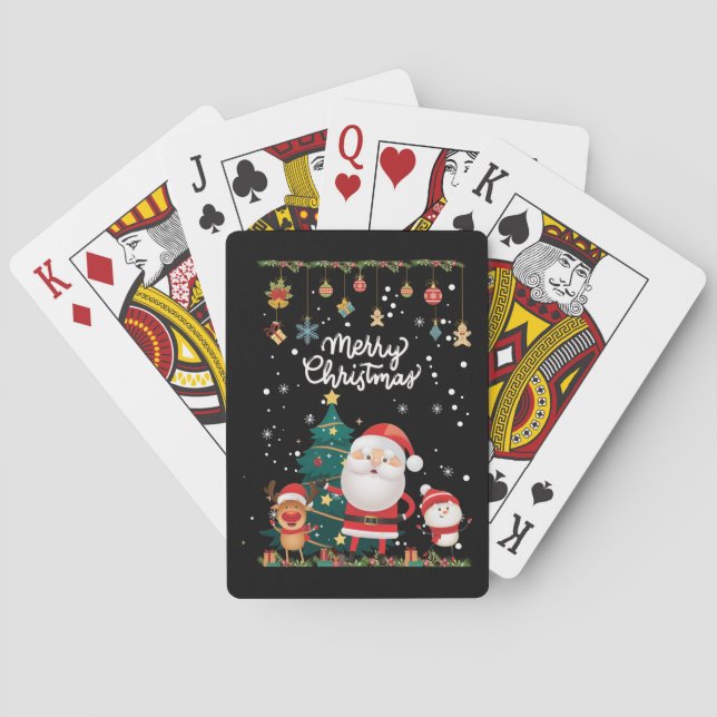 Jeu De Cartes Drôle Père Noël, Snowman, Reindeer Joyeux Noël (dos)