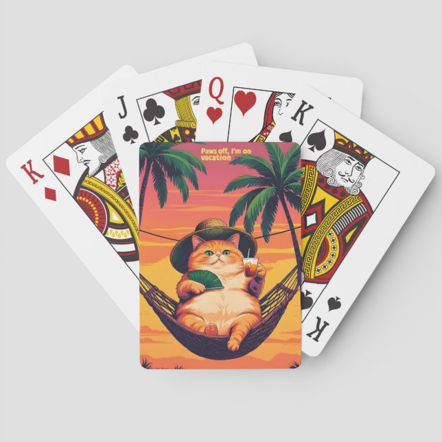 Jeu De Cartes Drôle Rétro Vacances de chats d'été (dos)