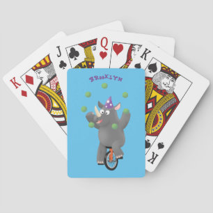 Jeu De Cartes Drôle rhinocéros mignon jonglant sur monocycle