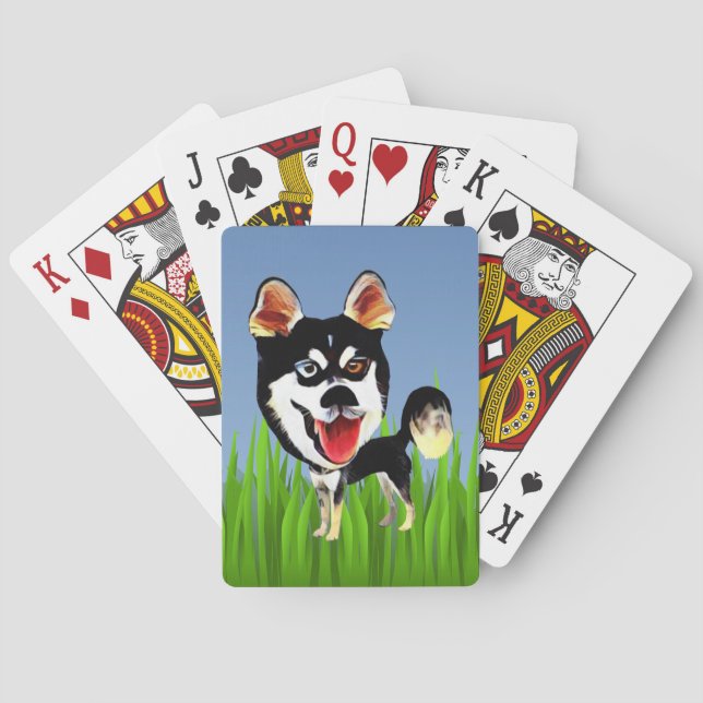 Jeu De Cartes Drôle Sibérien Husky Chien Jouant aux cartes (dos)