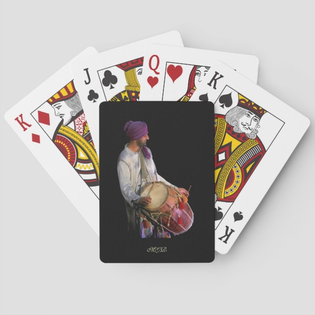 Jeu De Cartes Drummer et tambour Dhol - Monogramme (dos)