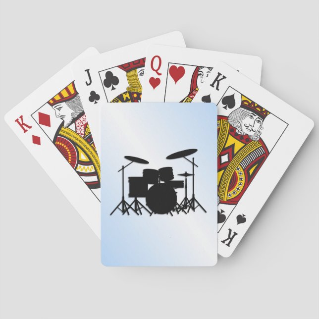 Jeu De Cartes Drums Musique Design bleu (dos)