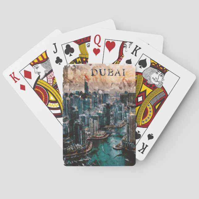 Jeu De Cartes Dubaï Aquarelle Skyline (dos)