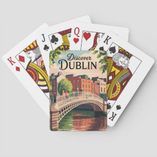 Jeu De Cartes Dublin Irlande Illustration Travel Art Vintage