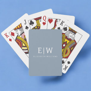 Jeu De Cartes Dusty Blue minimaliste moderne Monogramme élégant