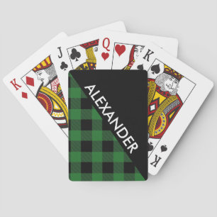 Jeu De Cartes DYI BG Blk Buffalo Plaid 2 Bold Triangles Diag Grn