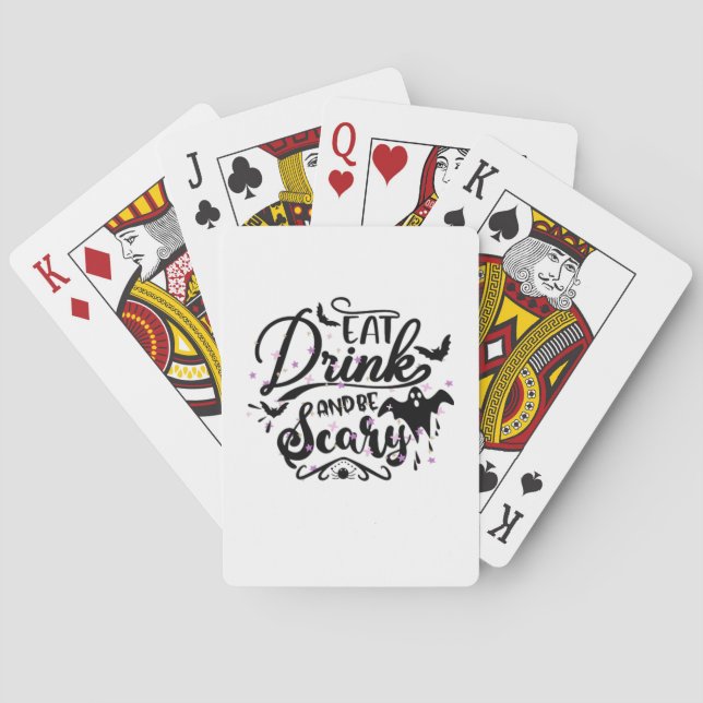 Jeu De Cartes Eat Drink And Be Scary Halloween Design Trendy Art (dos)