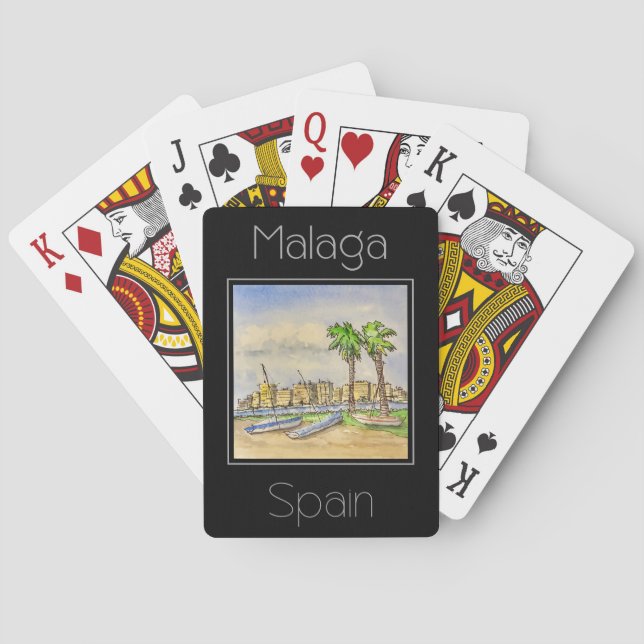 Jeu De Cartes Eau de l'affiche de voyage couleur de Malaga Espag (dos)