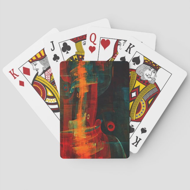 Jeu De Cartes Eau Orange Rouge Bleu moderne Art Abstrait Motif (dos)