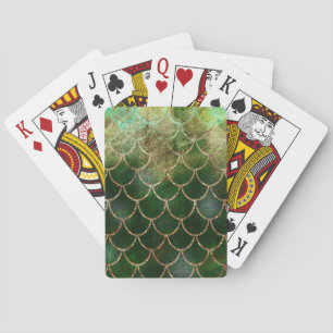 Jeu De Cartes Écailles de poisson sirène scintillantes vert et o