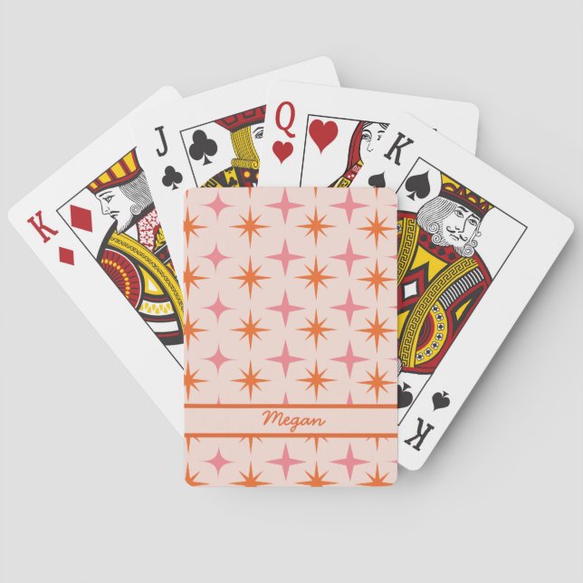 Jeu De Cartes Éclats de soleil Rétro Milieu de Siècle Rose Orang (dos)